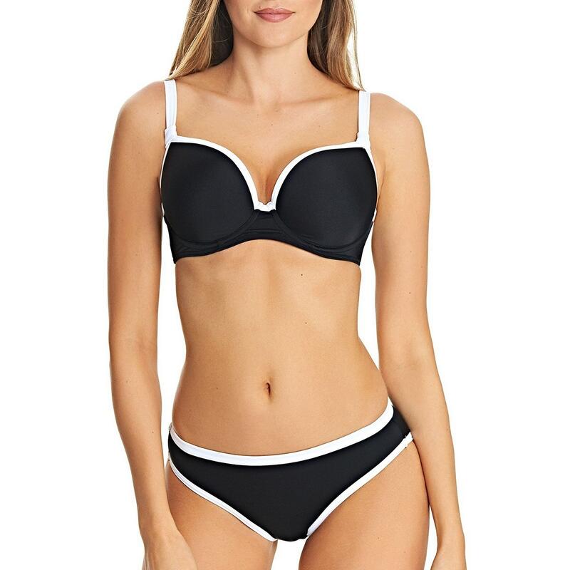 Top bikini nero con ferretto e coppe sagomate