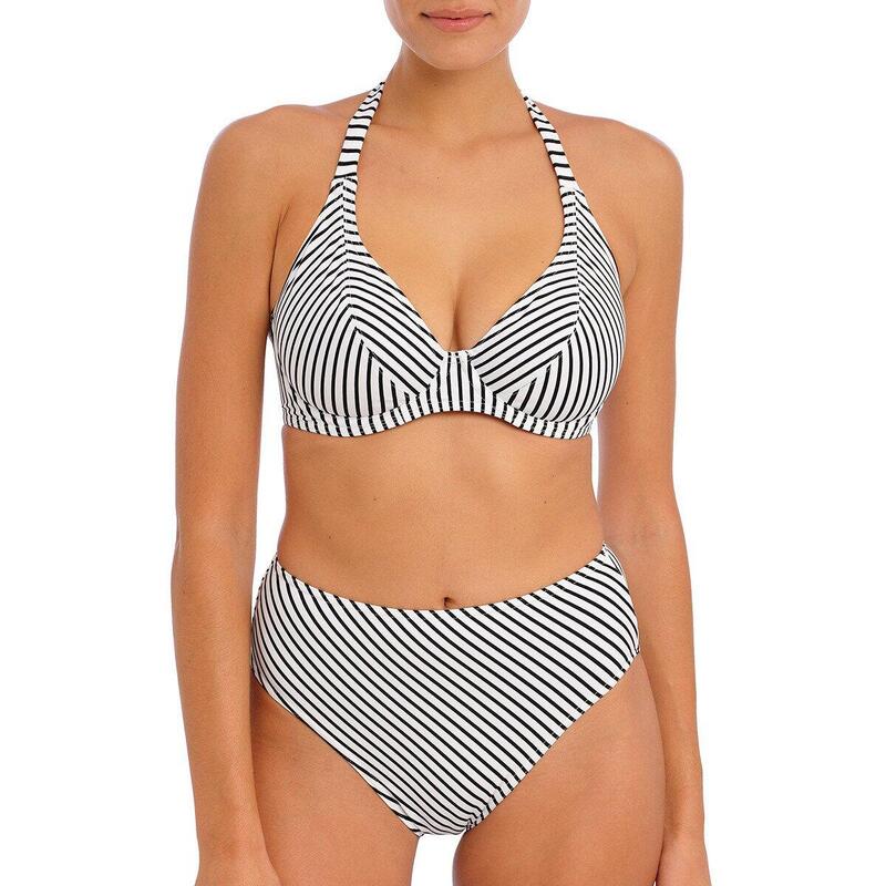 Bas de maillot de bain rayé taille haute Jewel cove