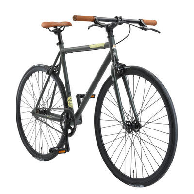 Bikestar singlespeed 28 inch retro wielrenfiets. antraciet / beige