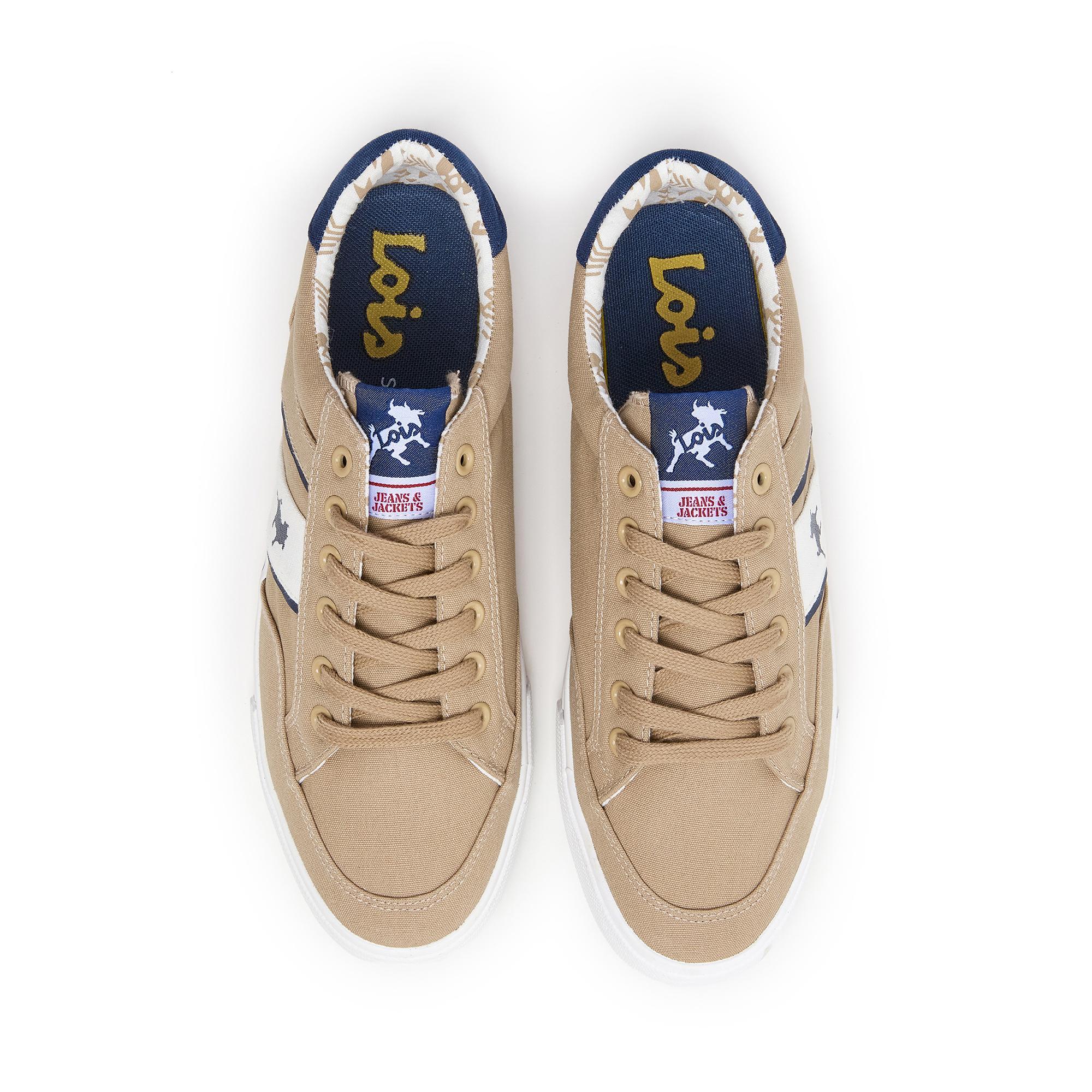 Zapatillas Deportivas Caminar Hombre Lois 61278 Beige con Cordones 4/5