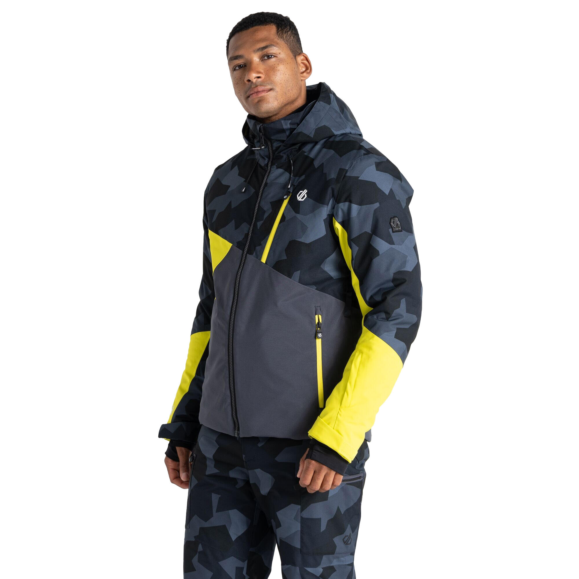 Mens Baseplate Geometric Ski Jacket (Neon Spring/Black) 4/5