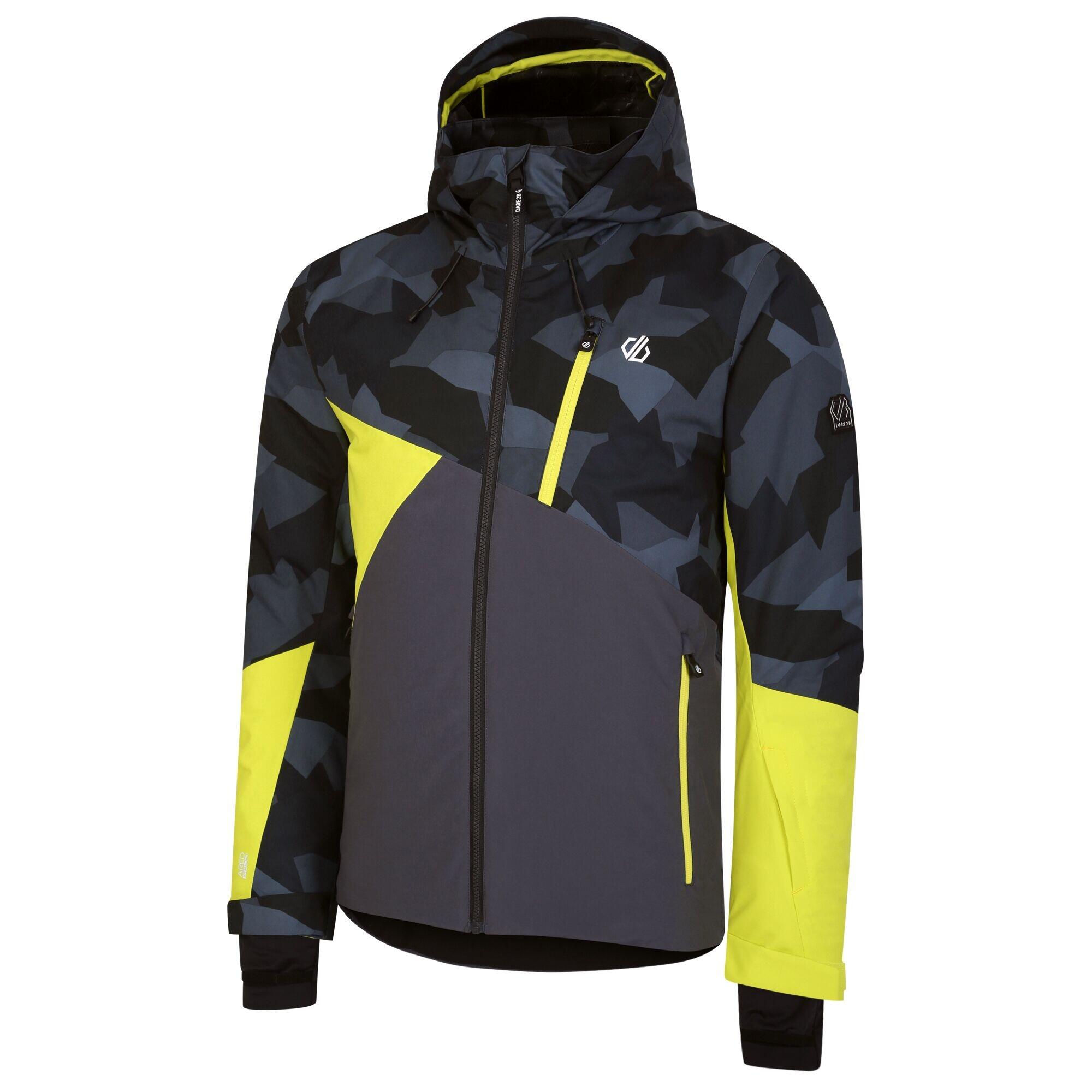Mens Baseplate Geometric Ski Jacket (Neon Spring/Black) 3/5