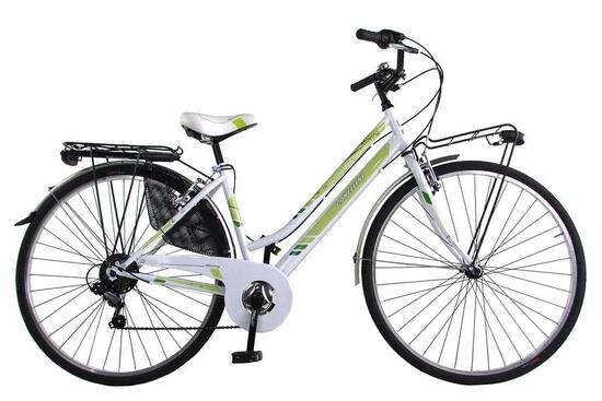 Vélo de ville MOVING 28" femme - Blanc/Vert
