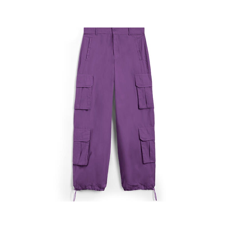 Pantalon cargo en popeline à coupe ample avec quatre grandes poches