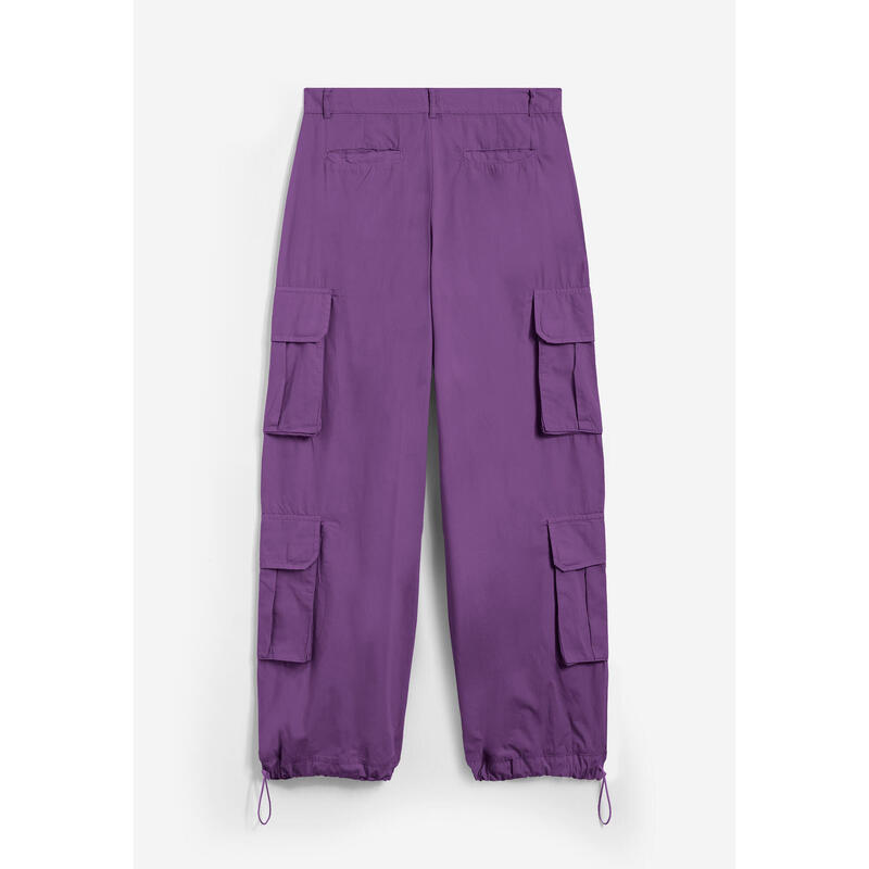 Pantalon cargo en popeline à coupe ample avec quatre grandes poches