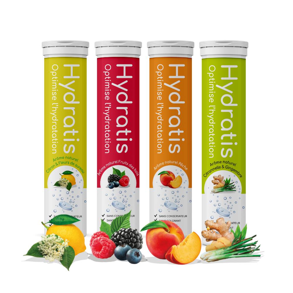 Pastilles d'éléctrolytes pour l'hydratation. Parfum naturel mixte 1/5