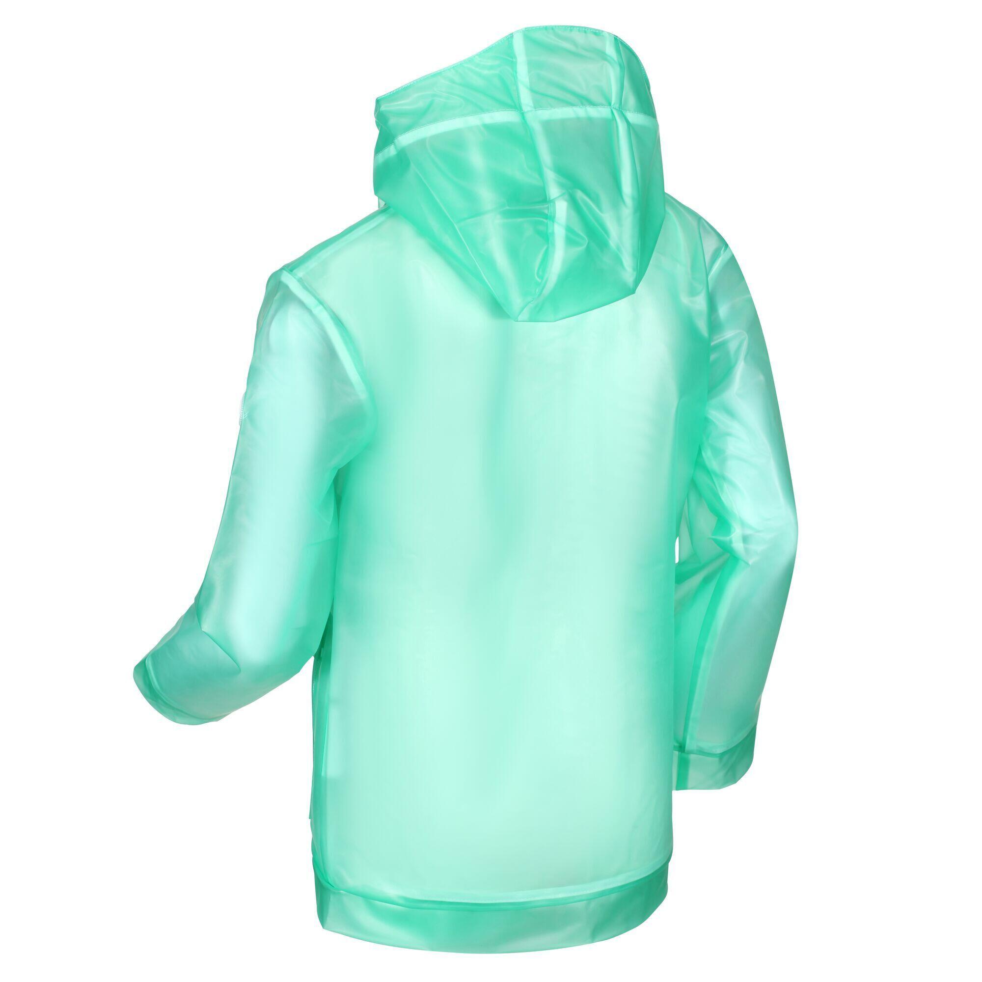 Childrens/Kids Hallow Transparent Hooded Waterproof Jacket (Ice Green) 3/5