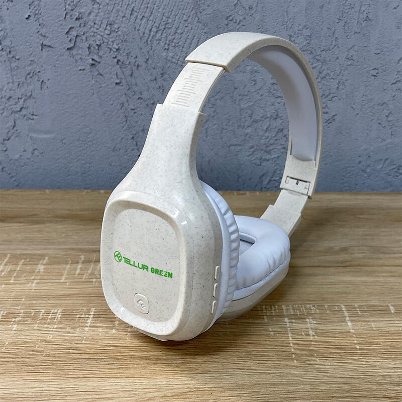 Casti Bluetooth Over-ear Tellur Green Pulse, Pliabile, Crem