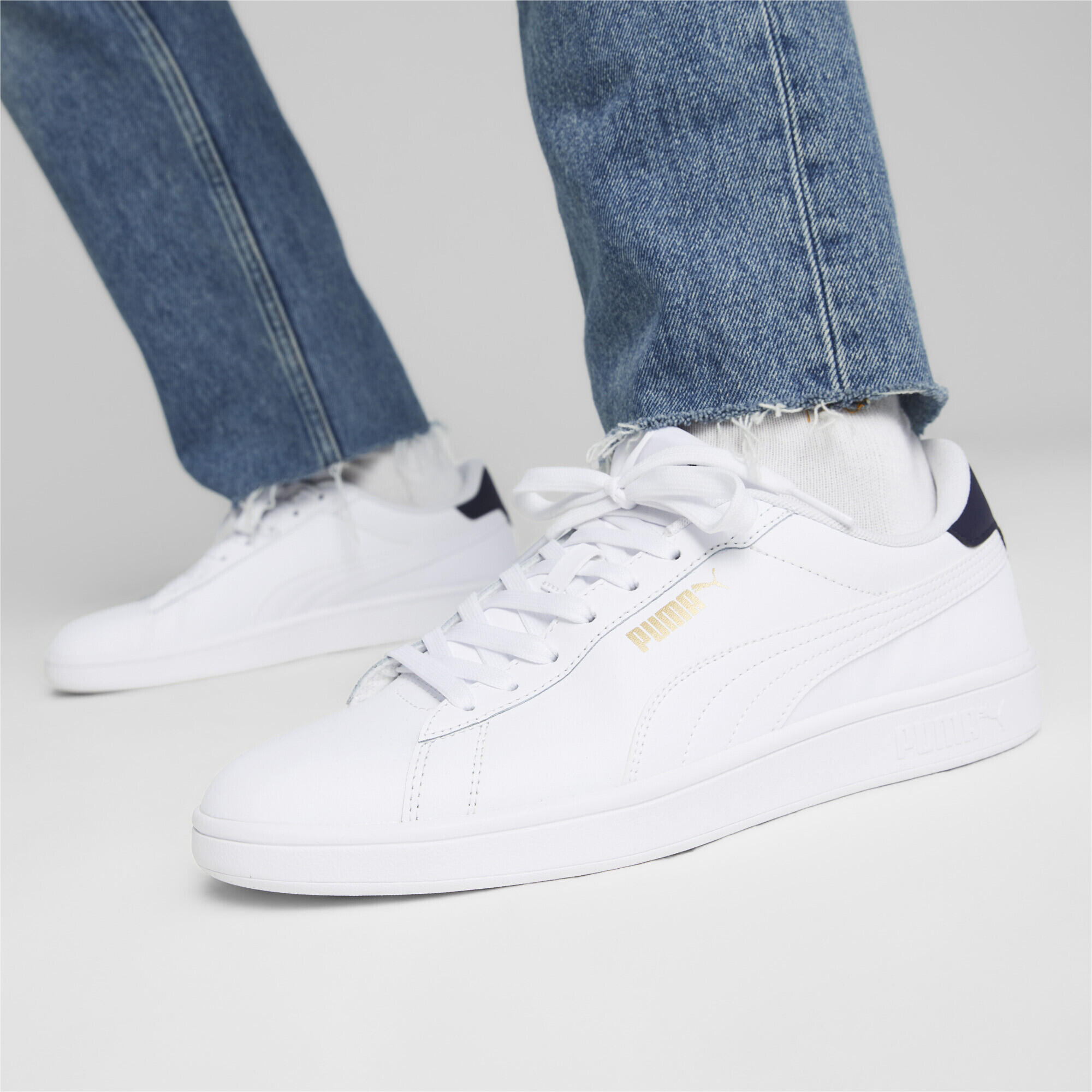 Zapatillas Smash 3.0 L PUMA White Navy Gold Blue 2/7
