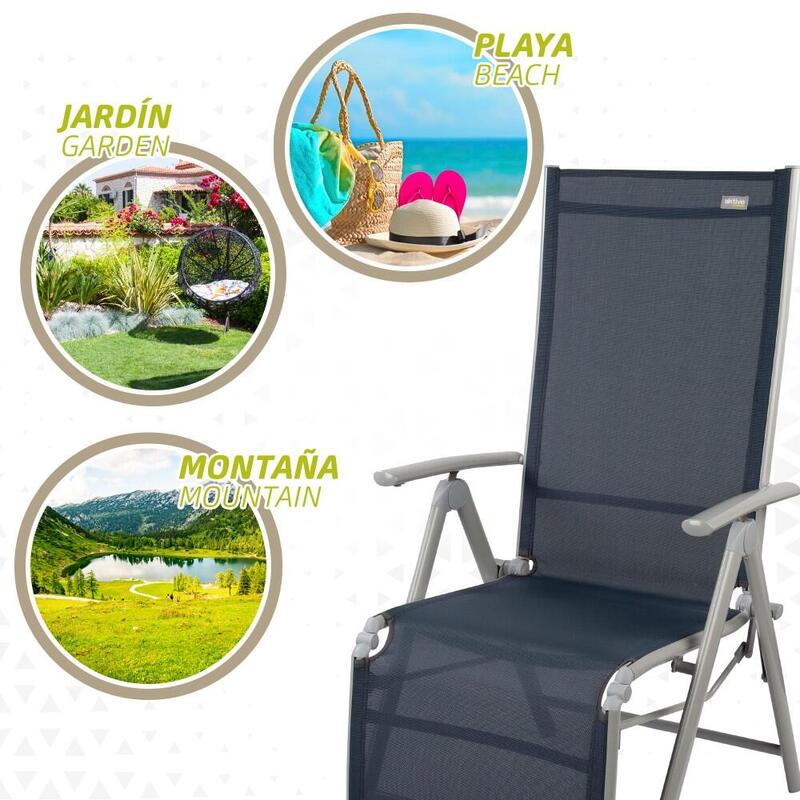 Silla tumbona plegable 8 posiciones Aktive