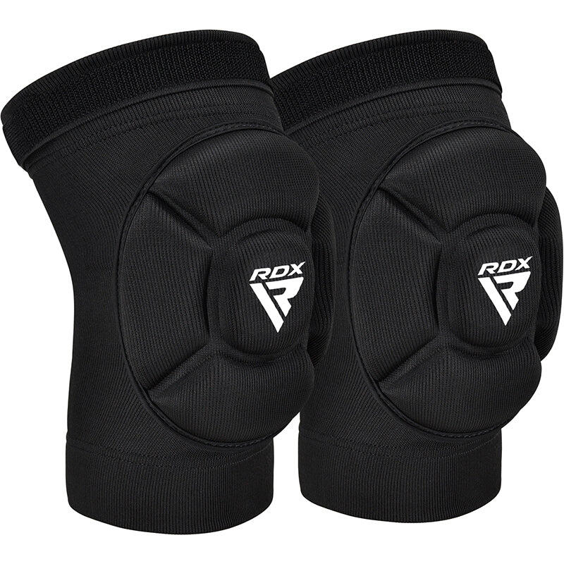 Genunchiere RDX MMA, negru/alb, M — pernă EVA și închidere Quick-EZ
