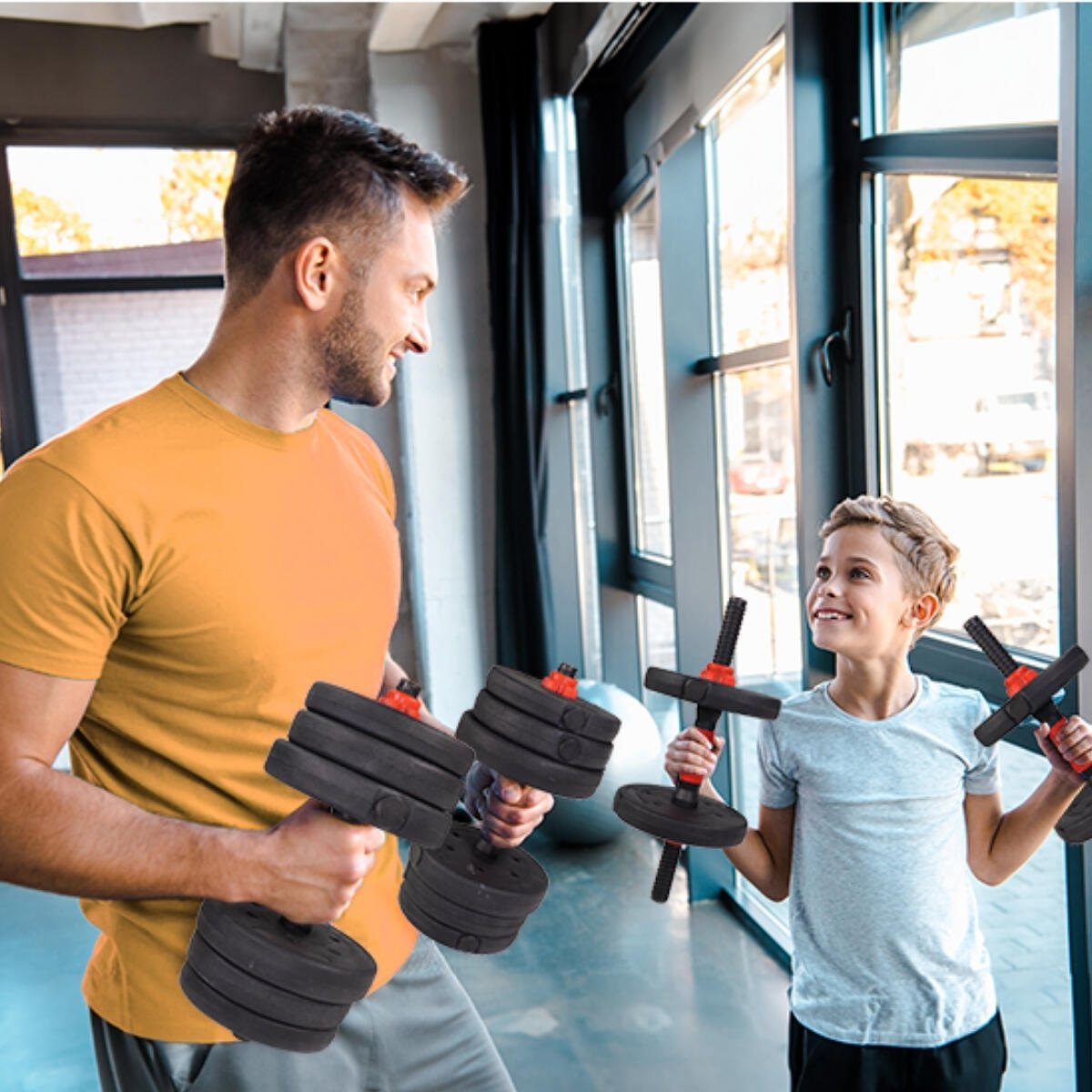 Haltères réglables à 20 kg 2 en 1 avec barre d'extension rembourrée 4/7