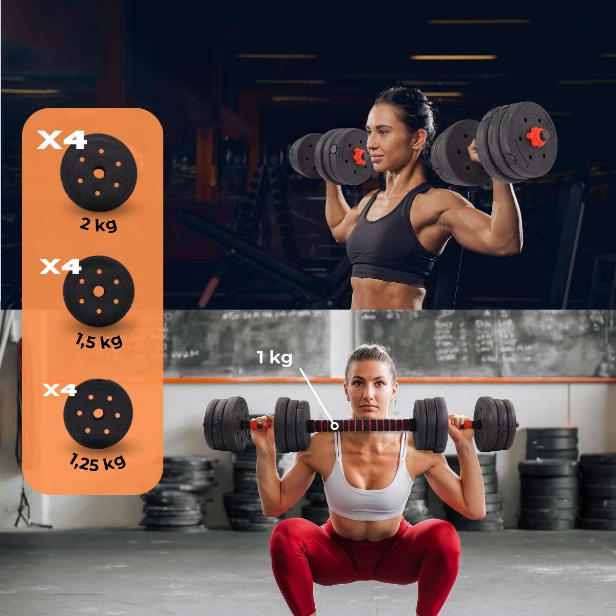 Haltères réglables à 20 kg 2 en 1 avec barre d'extension rembourrée 7/7