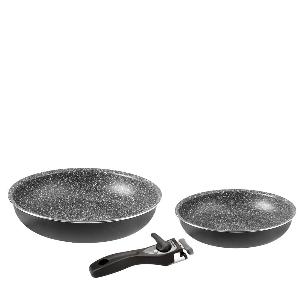 BRUNNER Padella Pirata Set 3 da Campeggio Outdoor in pietra Ø22/28 cm