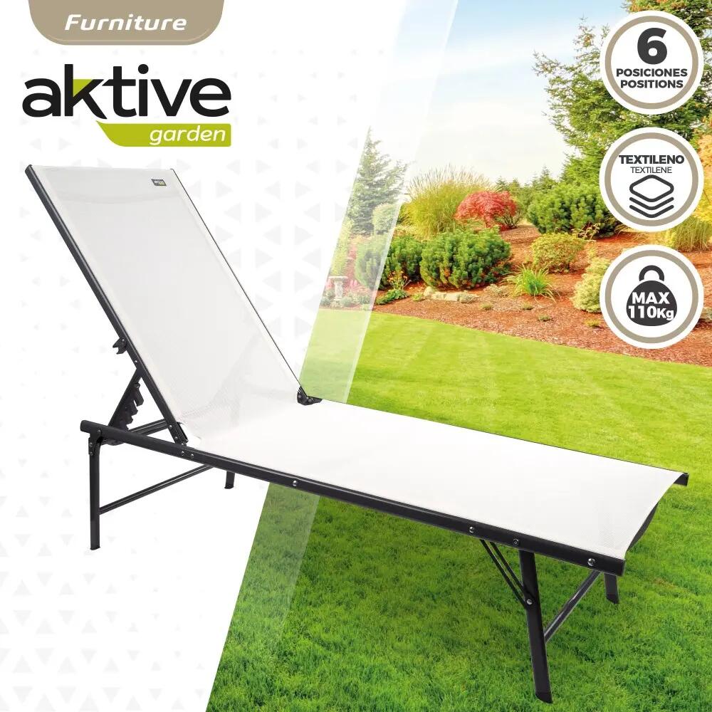 Bain de soleil de jardin pliant multi-positions Aktive blanc 2/7
