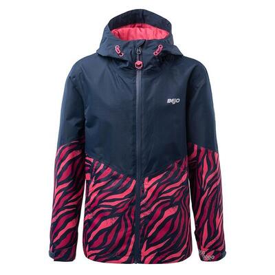 Meisjes junko zebraprint soft shell jas (zwarte iris/kamperfoelie)