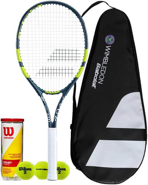 Babolat Wimbledon 27" Tennis Racket, Cover & 3 Tennis Balls 1/3