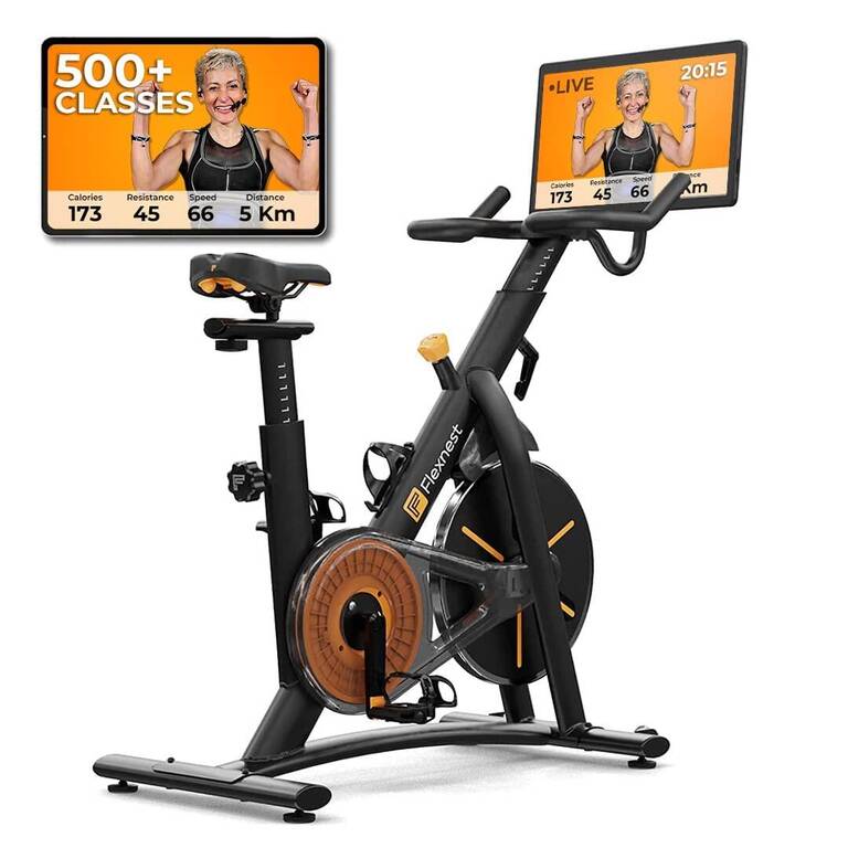Flexnest Flexbike Plus Spin Exercise Bike with 22_QUOTE_ HD Touchscreen