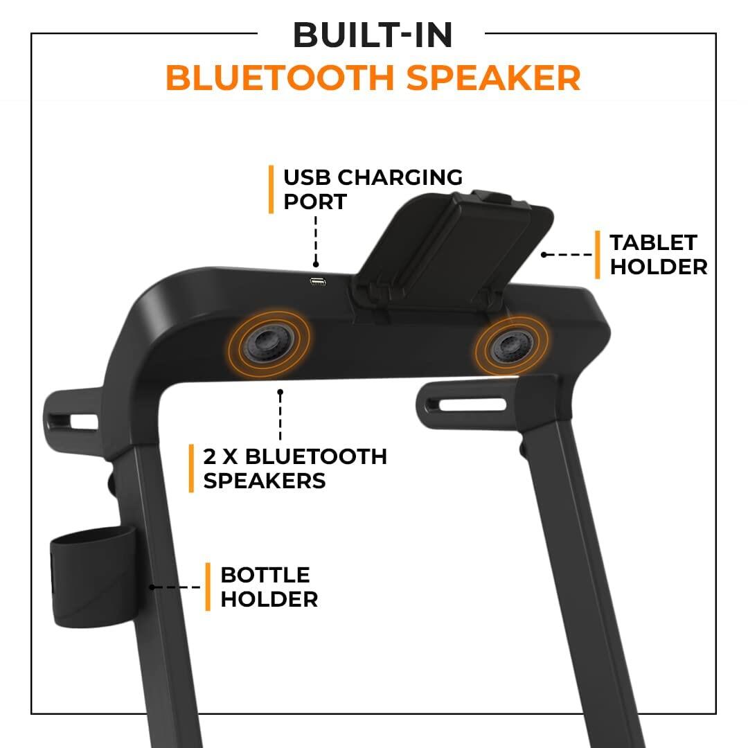 Flexnest Flextread 5HP Peak Treadmill Running Pad for Cardio with in-Built Bluetooth Speaker  Black