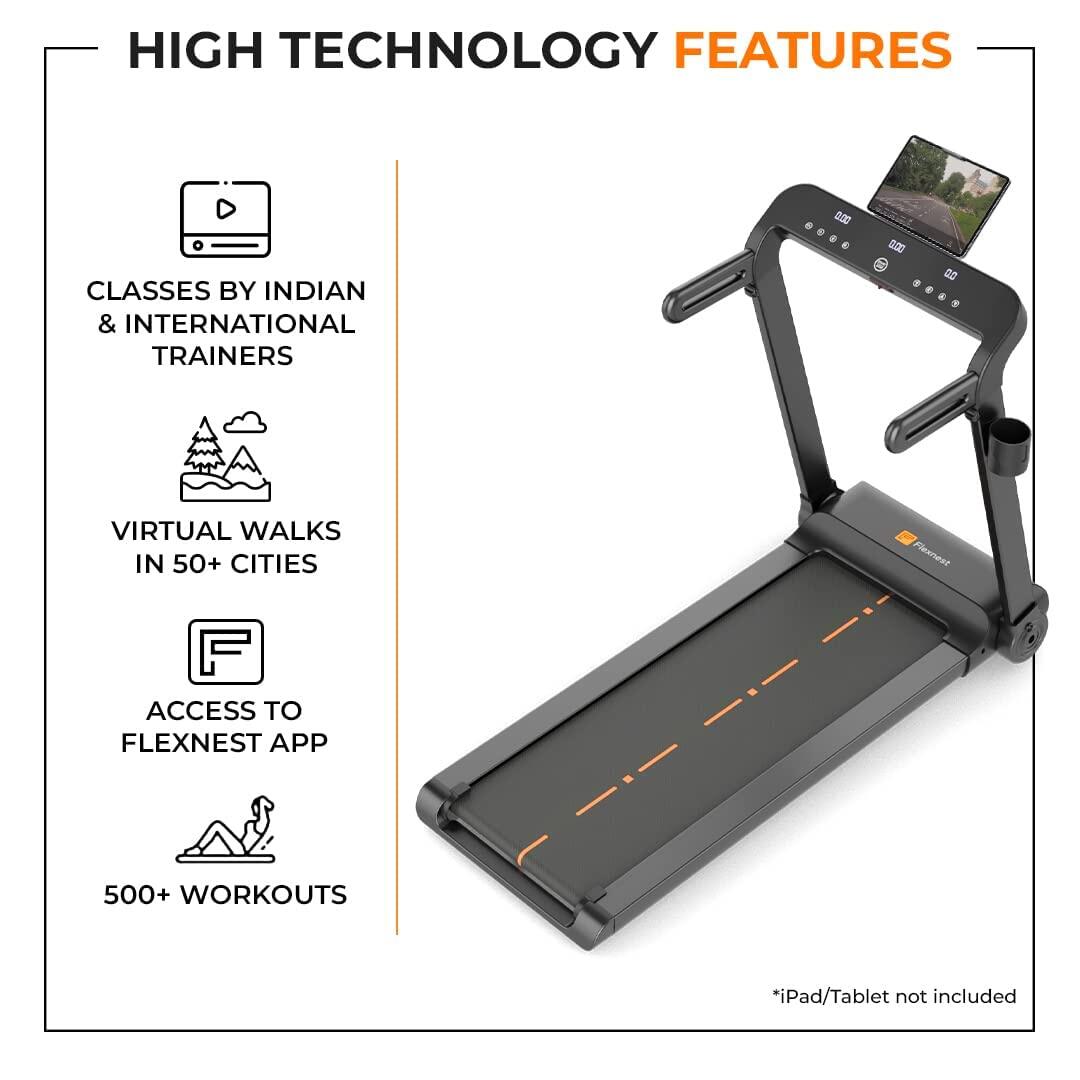Flexnest Flextread 5HP Peak Treadmill Running Pad for Cardio with in-Built Bluetooth Speaker  Black