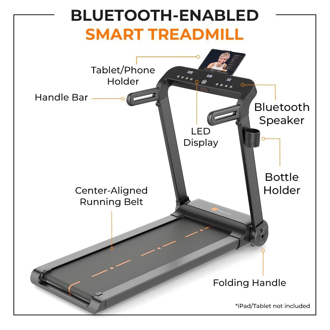 Flexnest Flextread 5HP Peak Treadmill Running Pad for Cardio with in-Built Bluetooth Speaker  Black
