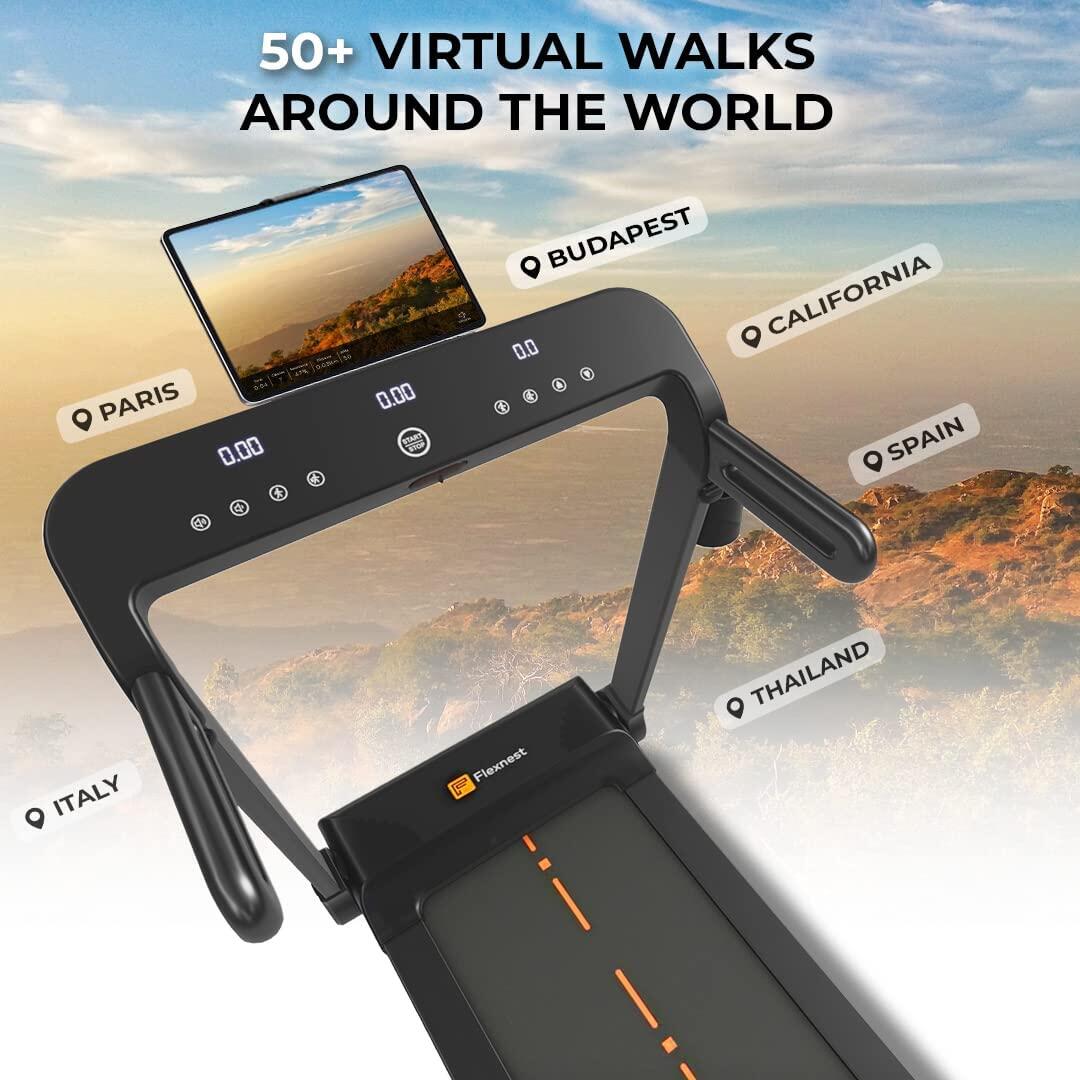 Flexnest Flextread 5HP Peak Treadmill Running Pad for Cardio with in-Built Bluetooth Speaker  Black