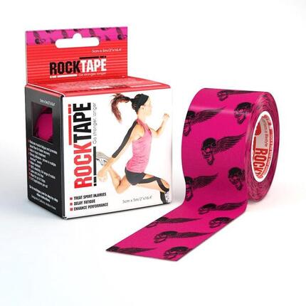 RockTape Kinesiologie-Tape – H2O (5 cm x 5 m) – Schwarz mit Kopfmuster