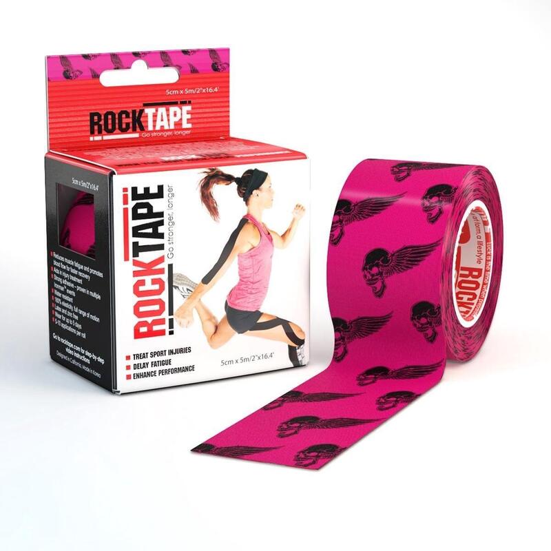 Bande de Kinésiologie RockTape -(5cm x 5m)-Rose avec motif de tête