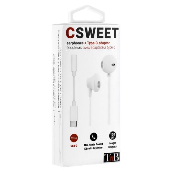 Auriculares TNB + Adaptador USB-C Sweet - Branco 2/2