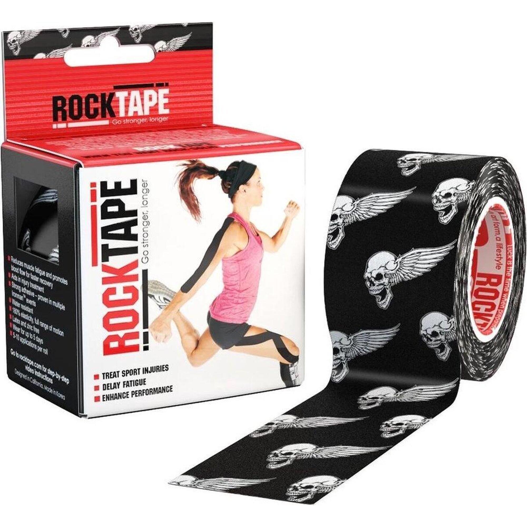 Fita RockTape Kinesiology - H2O (5cm x 5m) - Preta com motivo principal