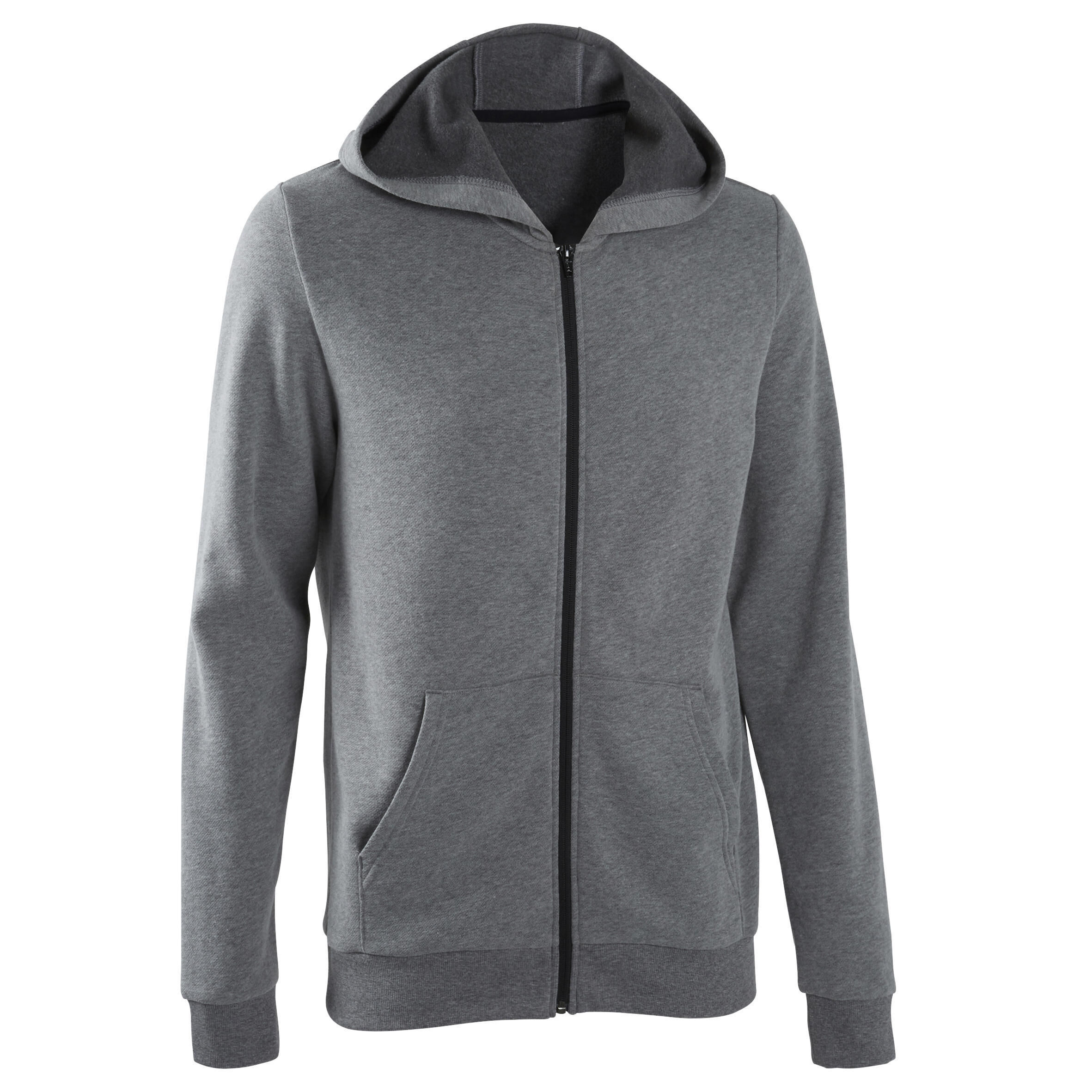 DOMYOS REFURBISHED MENS ZIP-UP FITNESS HOODIE 100 - GREY - A GRADE