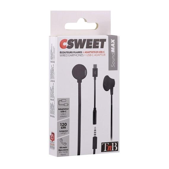Auriculares TNB + Adaptador USB-C Sweet - Preto 2/2
