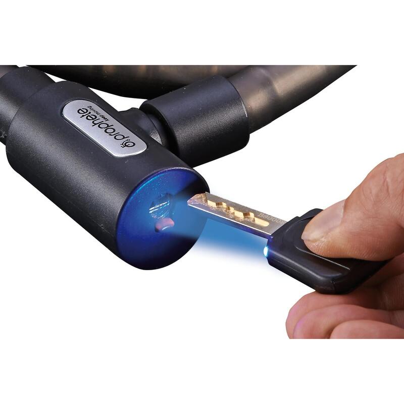 Zapięcie łańcuchowe, w zestawie 2 klucze cięte laserowo (1 z diodą LED)