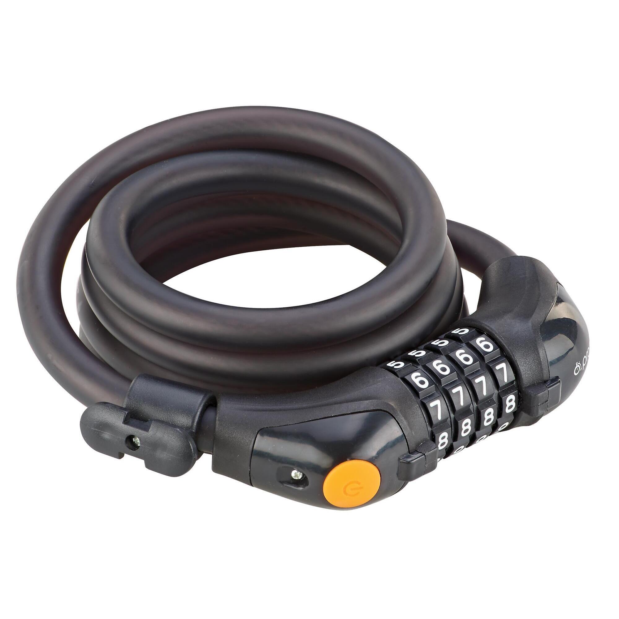 Prophete - Cadenas À Câble Spiralé À Combinaison - Antivol - Noir - Taille Unique - Decathlon