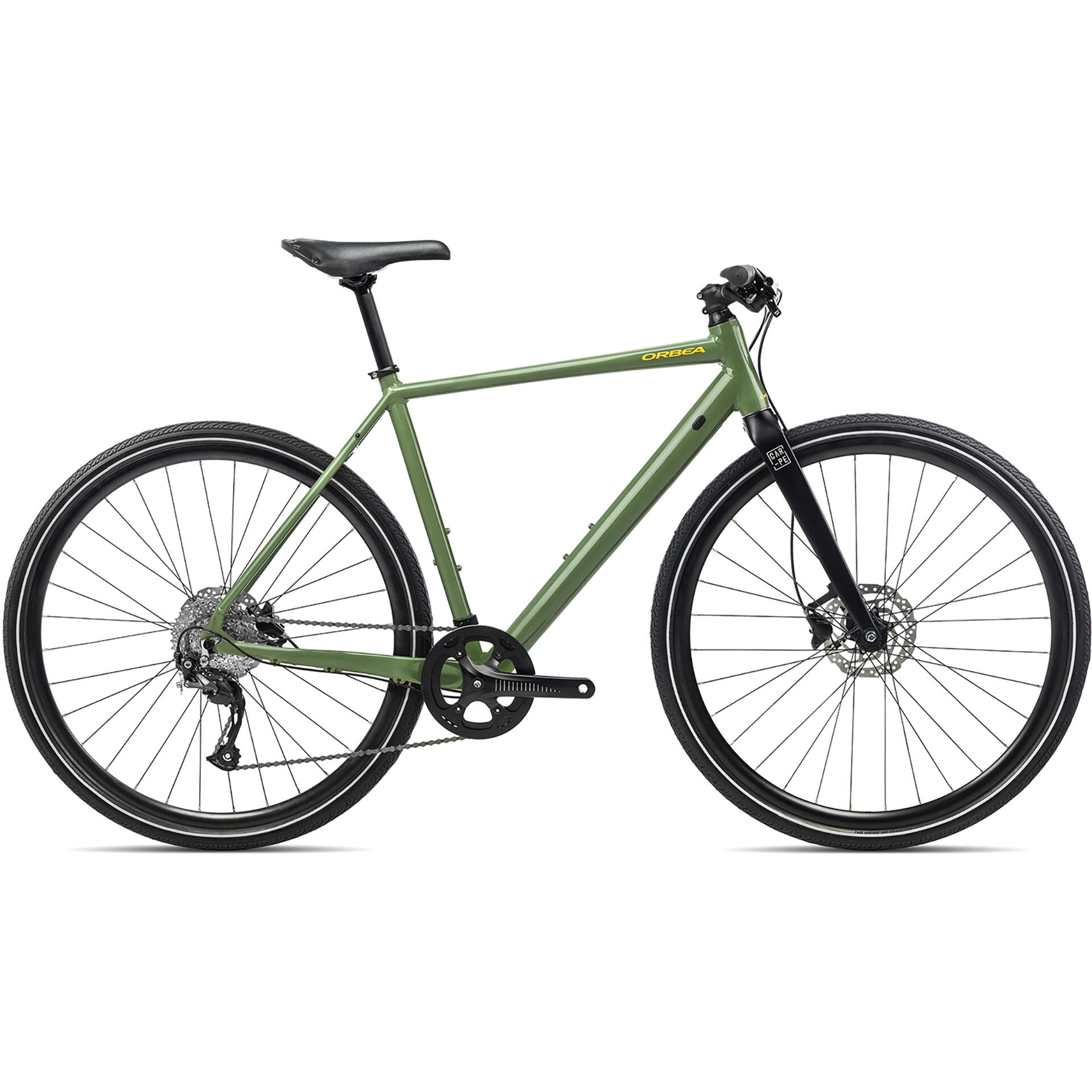 City Bike Orbea Carpe 20 Alloy Frame Shimano Altus 9 Spd Urban Green Black