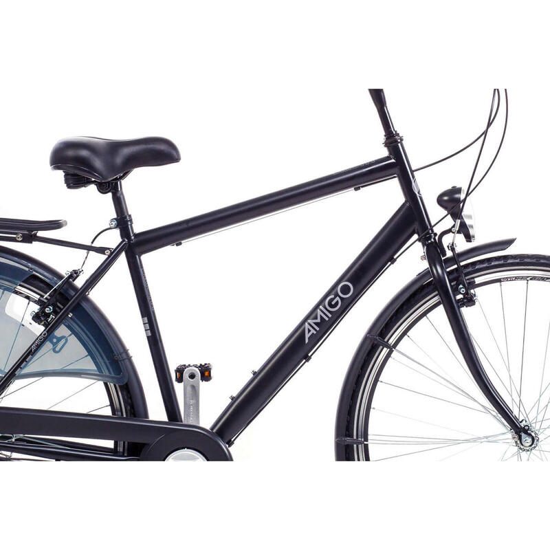 AMIGO Herenfiets Bright 28 Inch 50 cm Heren 3V V-Brakes Matzwart