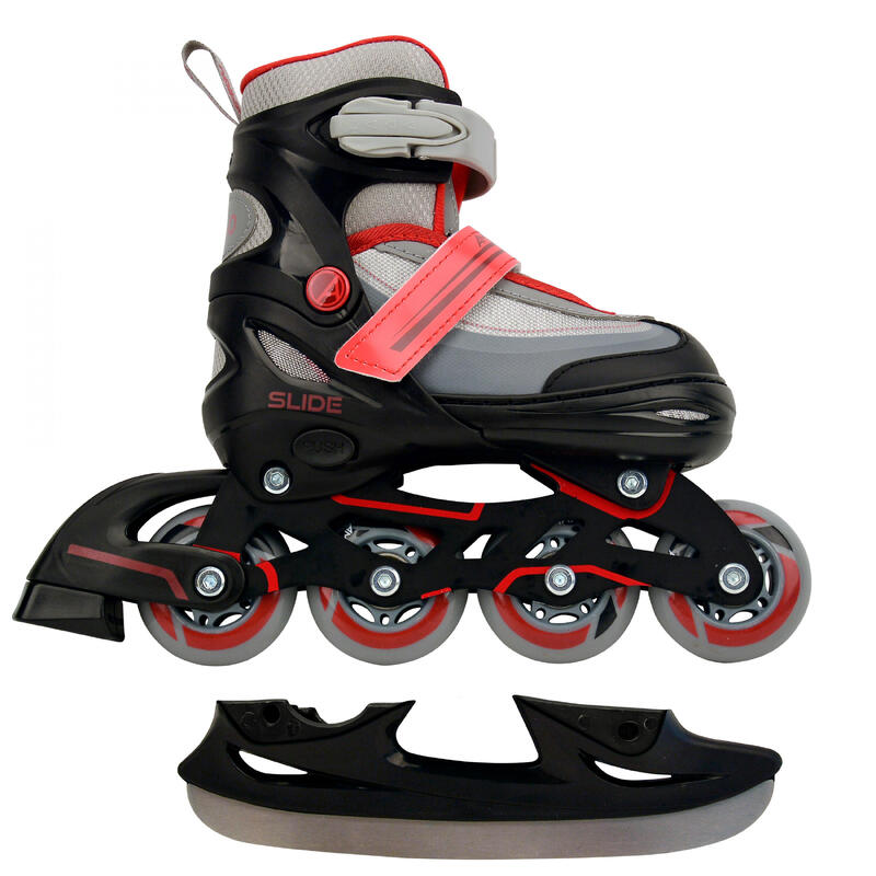 AMIGO 2-in-1 inlineskates en schaatsen junior zwart/rood