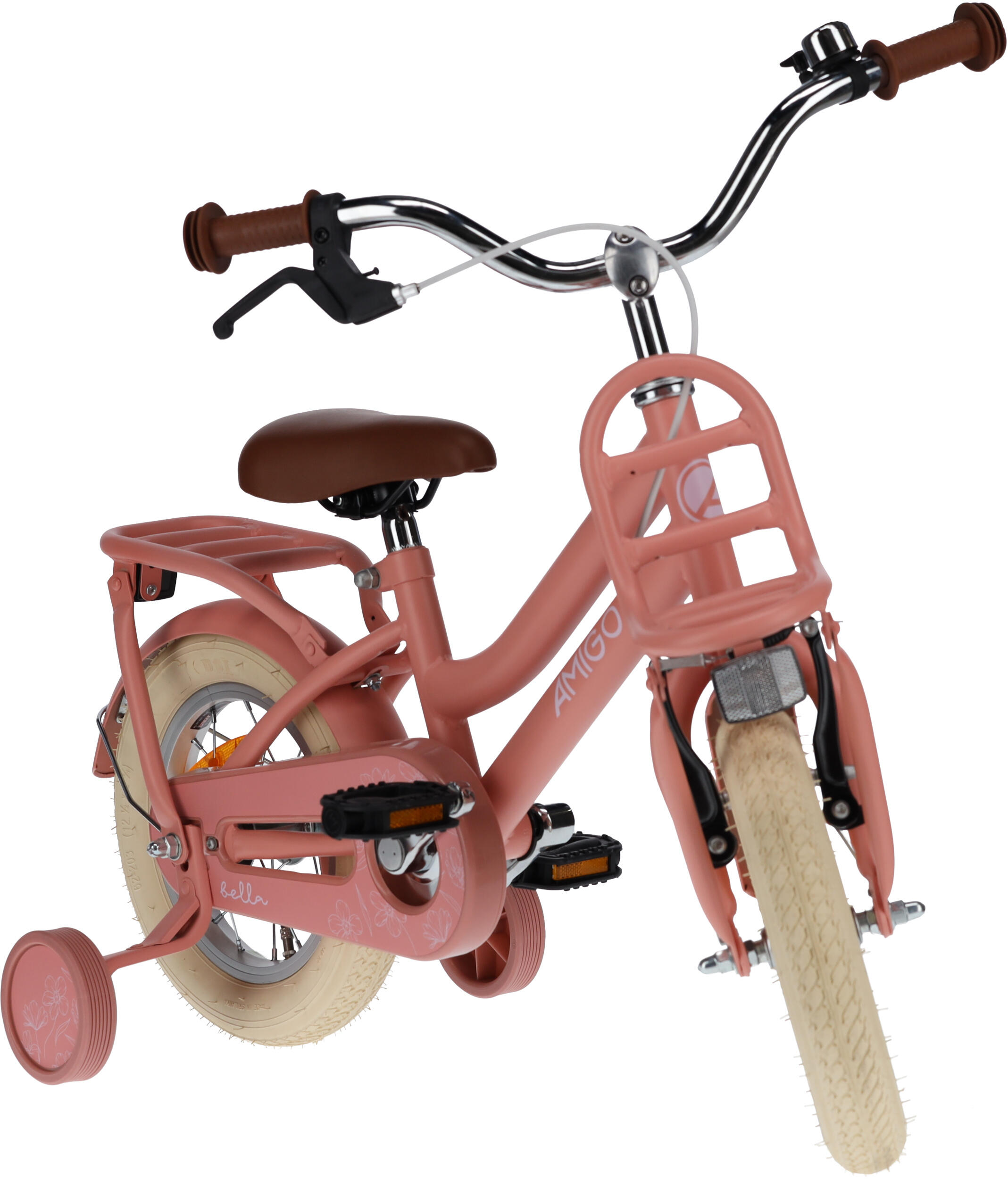AMIGO Meisjesfiets Bella 12 Inch Meisjes Terugtraprem Zalmroze 5/7