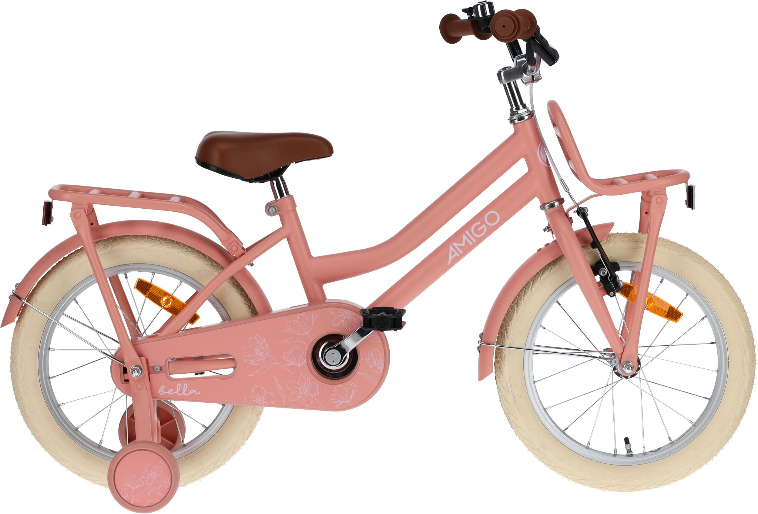 AMIGO AMIGO Meisjesfiets Bella 16 Inch 26 cm Meisjes Terugtraprem Zalmroze