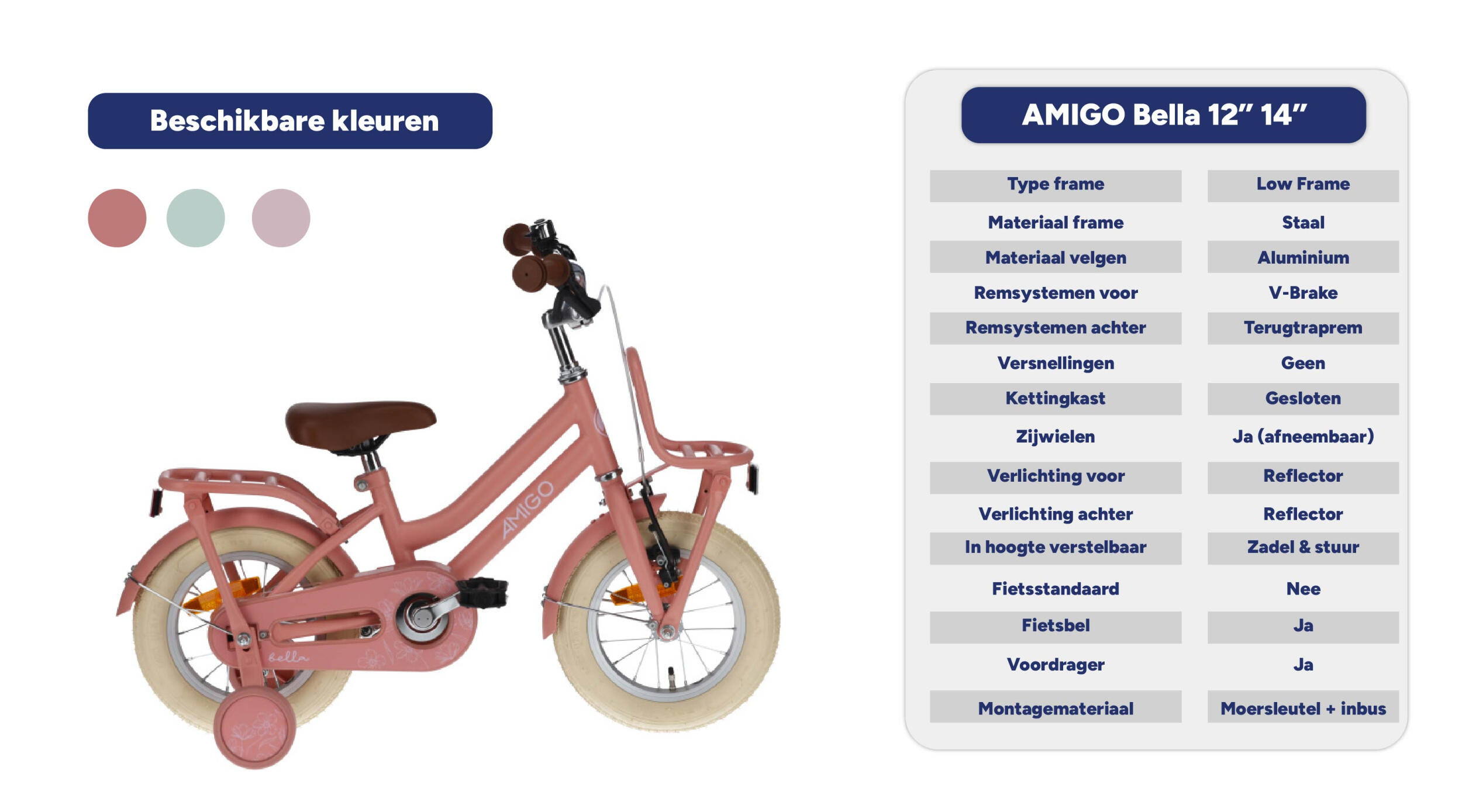 AMIGO Kinderfahrräder Mädchen Bella 14 Zoll Mädchen Rücktrittbremse Lachsfarben 3/7
