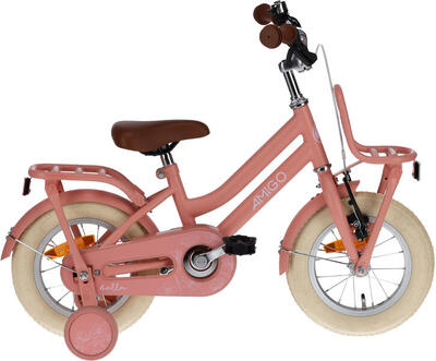 AMIGO Kinderfahrräder Mädchen Bella 12 Zoll Mädchen Rücktrittbremse Lachsfarben