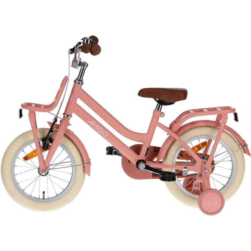 AMIGO Vélo fille Bella 14 Pouces 24 cm Fille Frein à rétropédalage Saumon