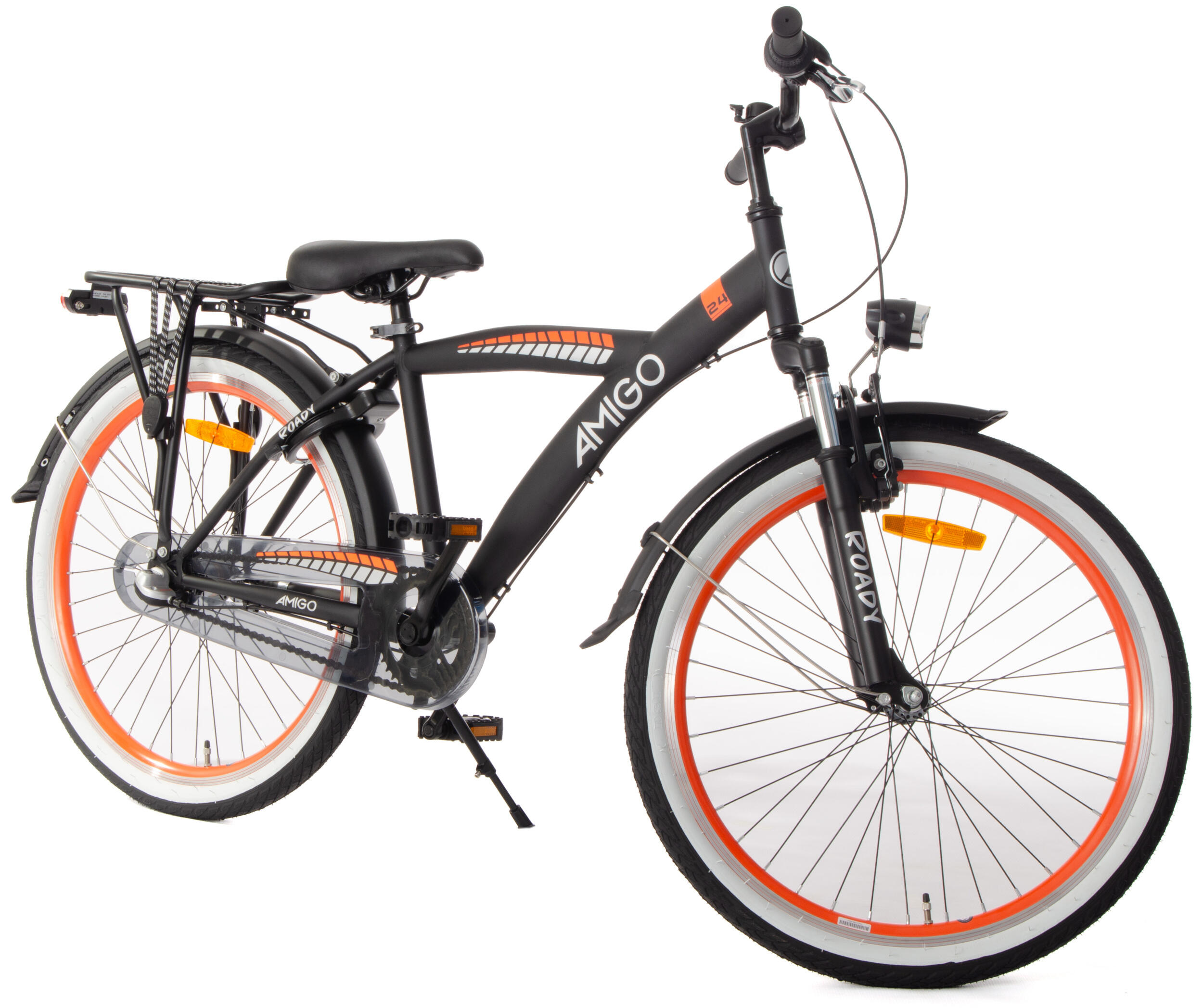 AMIGO Jongensfiets Roady 24 Inch Jongens 3V Terugtraprem Zwart/Oranje 5/7