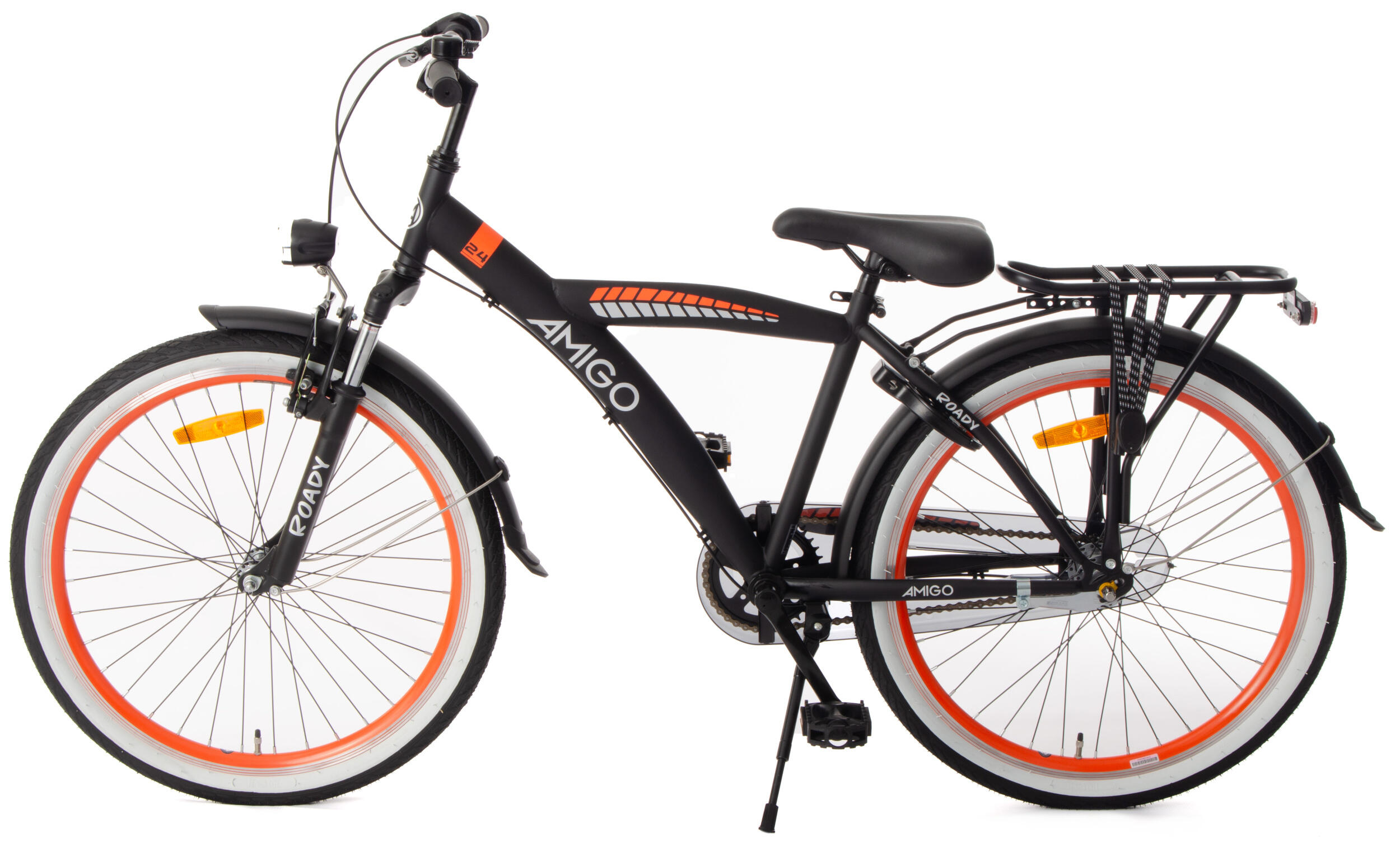 AMIGO Jongensfiets Roady 24 Inch Jongens 3V Terugtraprem Zwart/Oranje 3/7