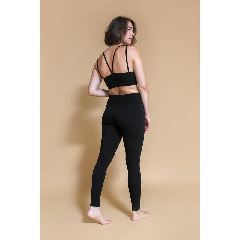 Mallas Leggings Yoga Pilates Shambhala Mudra Negro Algodón orgánico