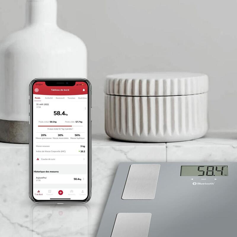 Balança digital para casa de banho Smart Connect Cristal