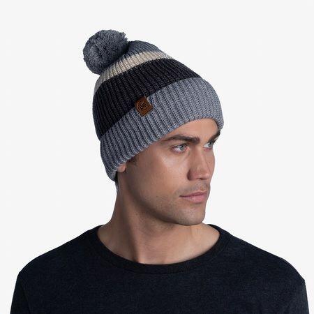 Czapka biegowa unisex Buff Knitted Hat Elon Ash ciepła z pomponem