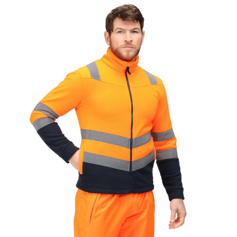 Veste polaire PRO Homme (Orange / Bleu marine)