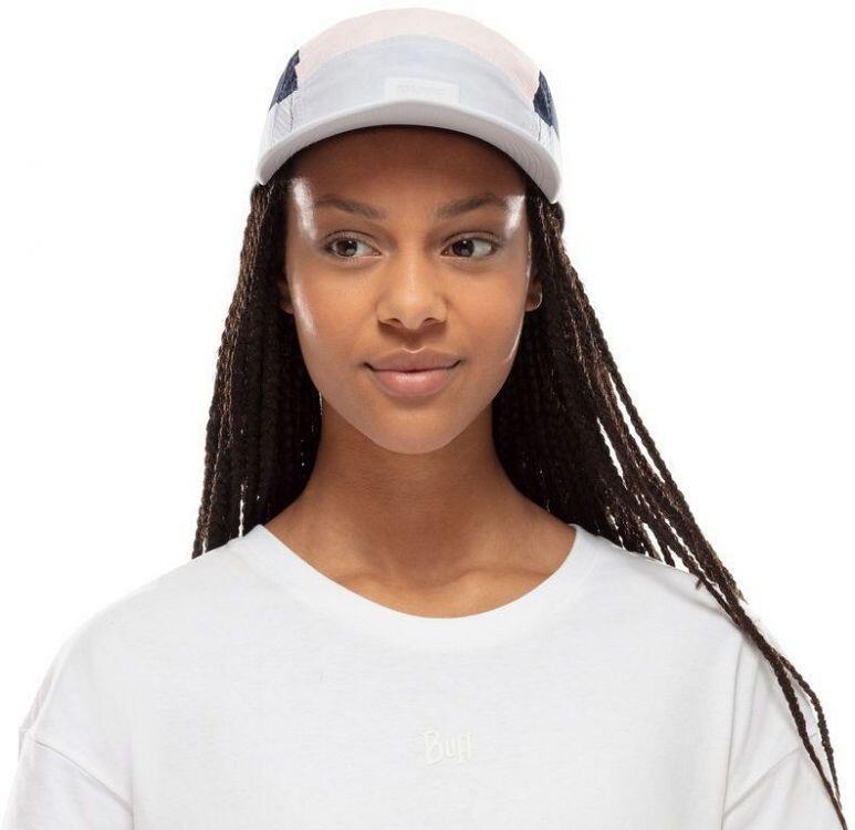 Czapka z daszkiem biegowa unisex Buff 5 Panels Light Grey ochrona UV 2/3