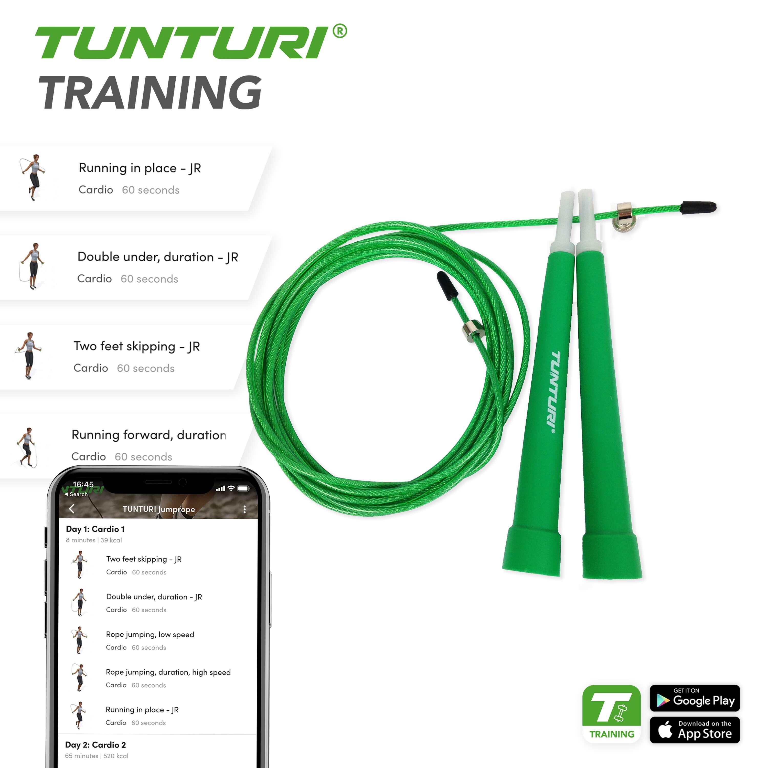 Cuerda de saltar ajustable - Verde 3/3